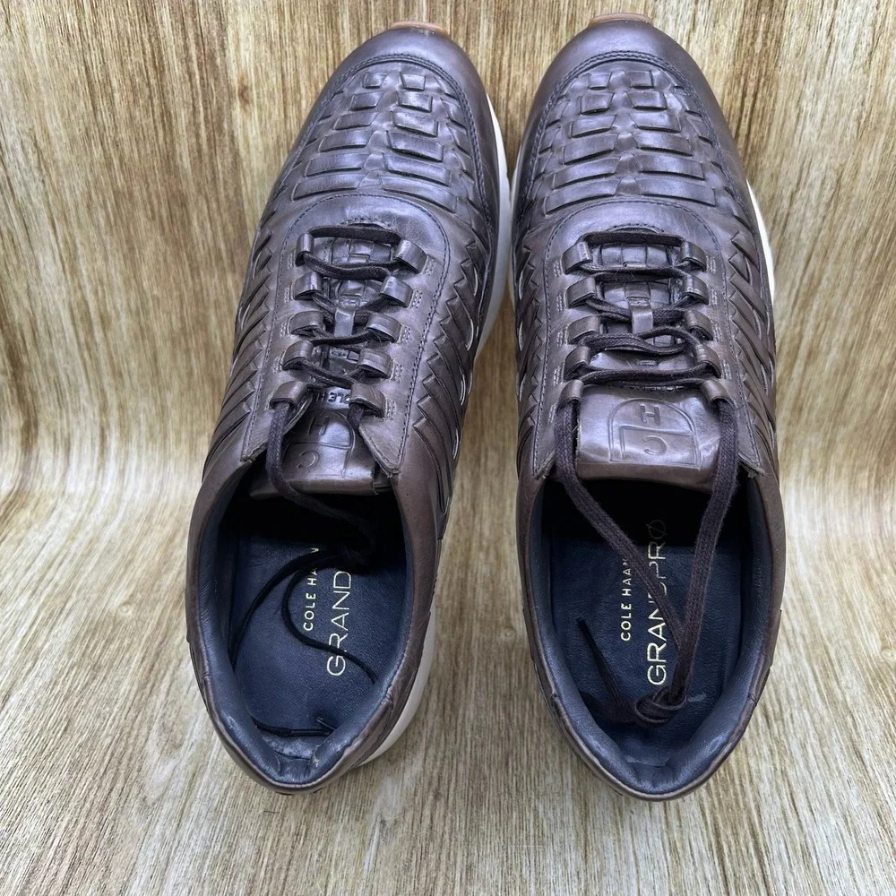 Cole Haan GrandPrø Huarache Men's Size 10 Brown Woven Leather Sneakers C27268‎